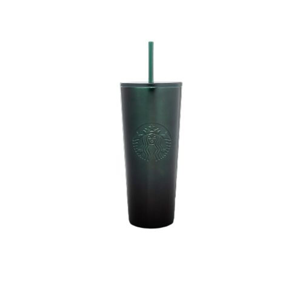 Starbucks 2020 Dark Green Gradient Ombre Stainless Steel Cold Cup Tumbler 24 oz